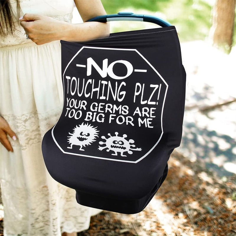 Metplus Car Seat Covers for Babies, Metplus Infant Carseat Canopy Nursing Breastfeeding Cover, Stretchy Carrier Cover for Stroller Shopping Cart, Newborn Boys Girls Shower Gift - No Touching Sign - Image 5